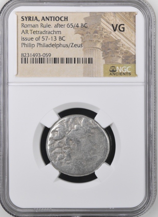 Silver Tetradrachm 57BC-13BC Philip Philadelphus Antioch Roman Rule NGC Graded