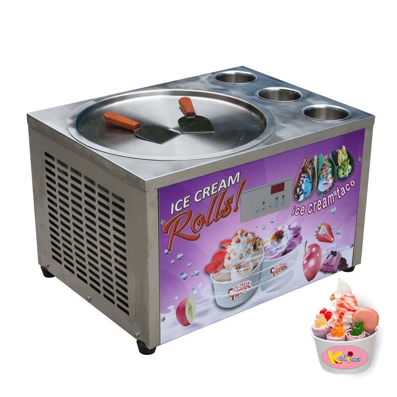 110V Countertop 45cm (18") single round pan with 3 tanks fried ice cream machine