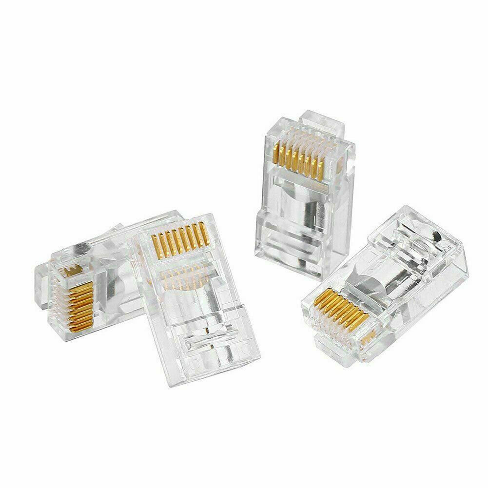 100 pcs RJ45 Pass Through Ethernet Modular Plug Cable Connector End 8P8C CAT6