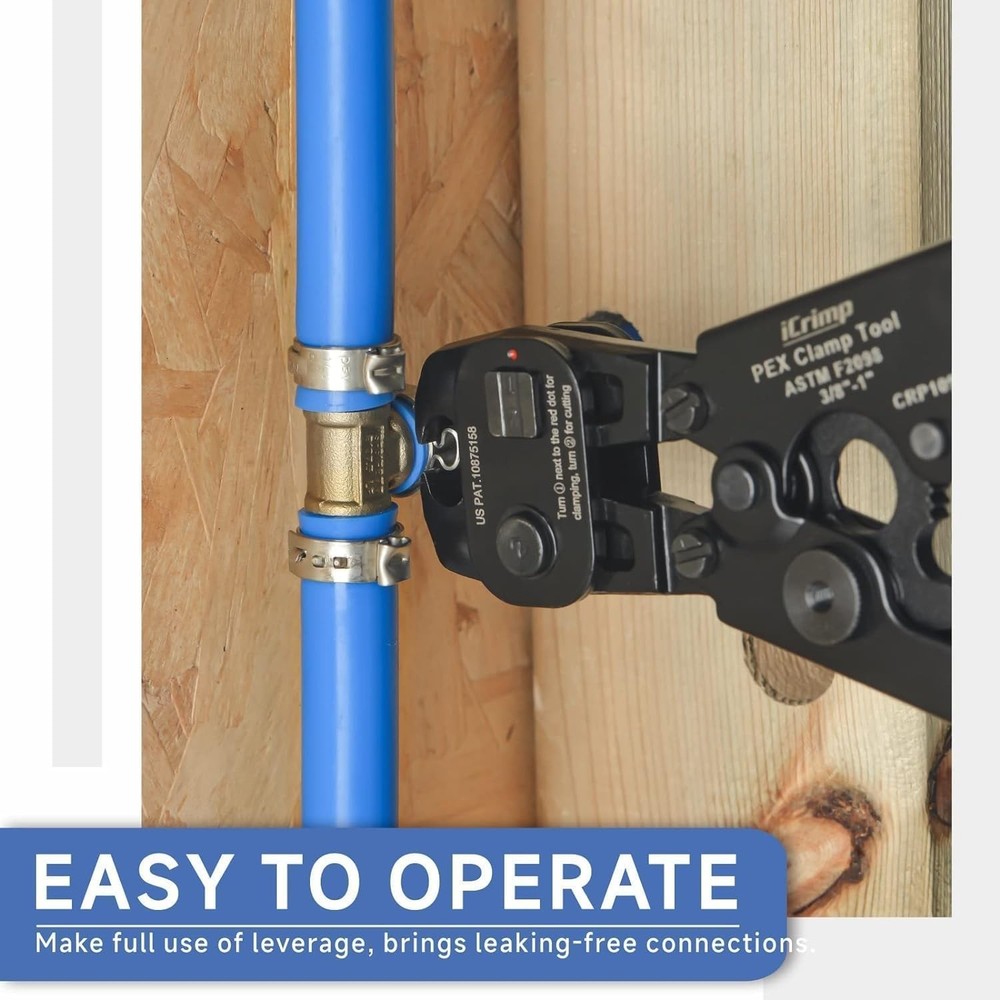 Durable Ergonomic PEX Crimper & Removable Clamp Tool - Ideal for Any PEX Project