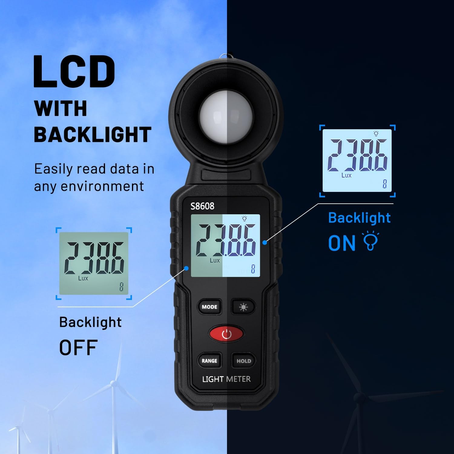 Digital Illuminance Light Meter: 200,000 Lux Photometer for Plants & Photography