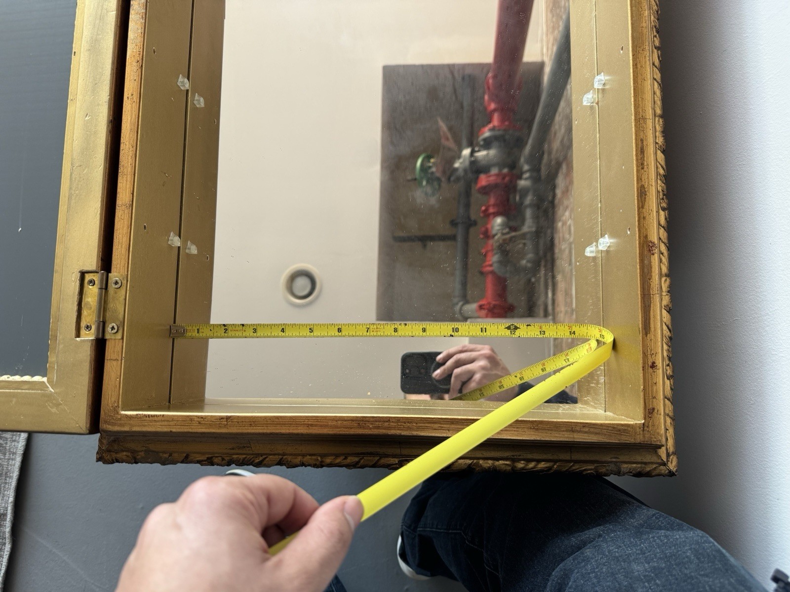 Antique Gold Solid Wooden Medicine Cabinet Glass Mirror 18x38x5 inches