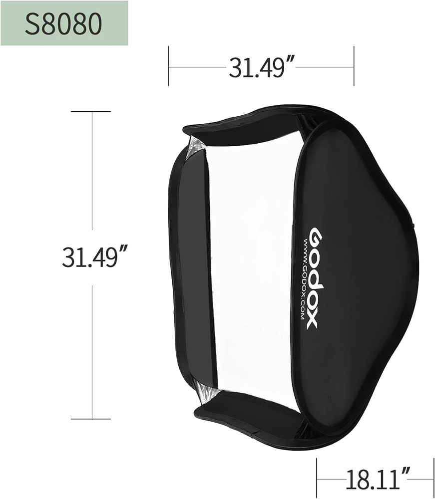 32"X 32" /80X80Cm Foldable Flash Softbox Kit with Grid, S-Type Speedlite Bracket