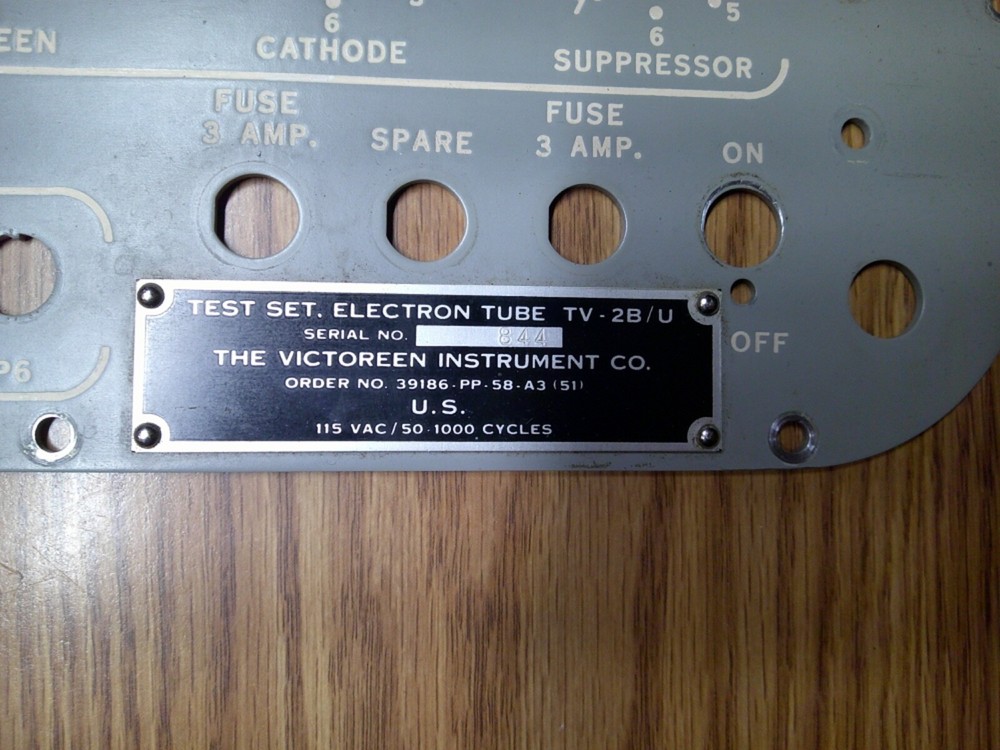 TV-2B/U Tube Tester Panel