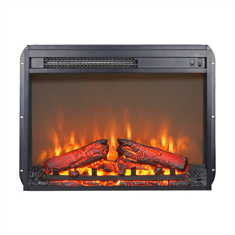 23" Insert Electric Fireplace 2-Button Operation with Log Set & Realistic Flame