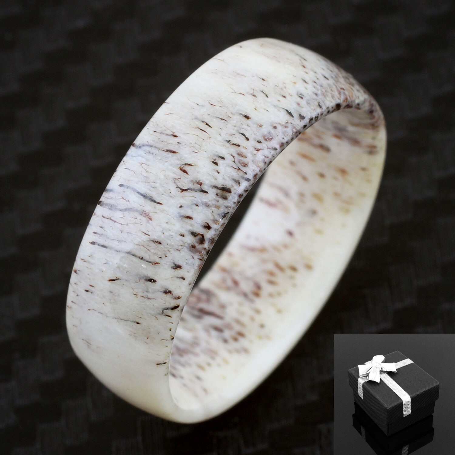 8mm Unique Genuine Deer Antler Men's Wedding Band Ring Size 8-15