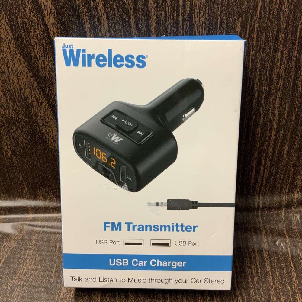 🍒 Just Wireless - FM Transmitter: USB Car Charger- Open Box👌🆕