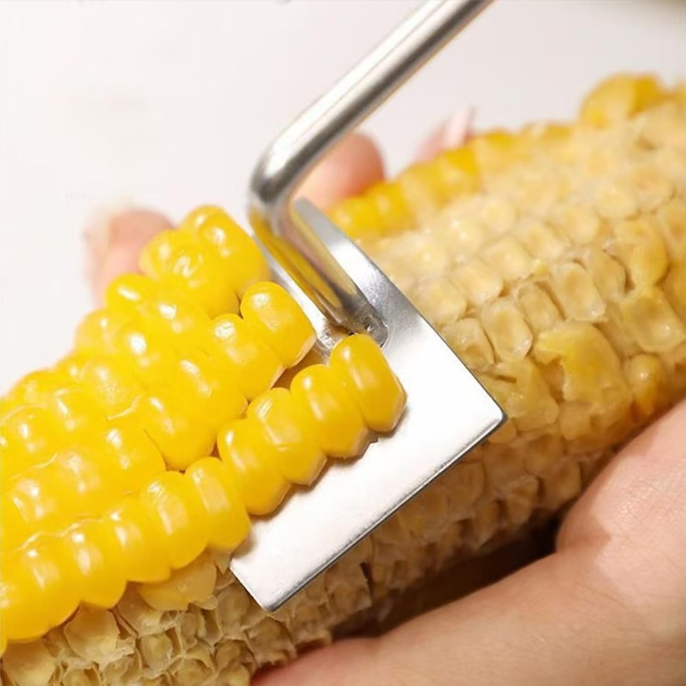 NEW Long Handle Stainless Steel Corn Stripping Tool StripChef Silver