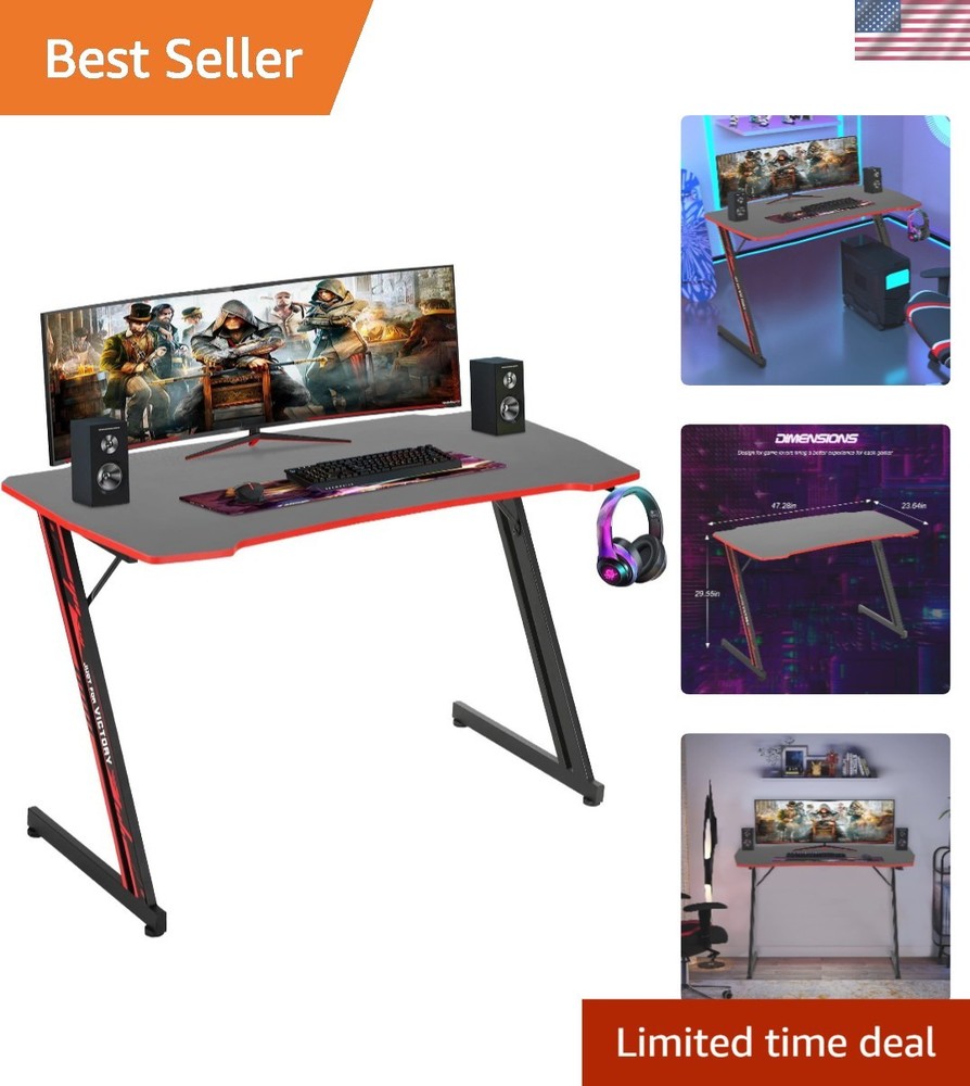 Spacious 47-Inch Ergonomic Gaming Workstation with Adjustable Features in Red