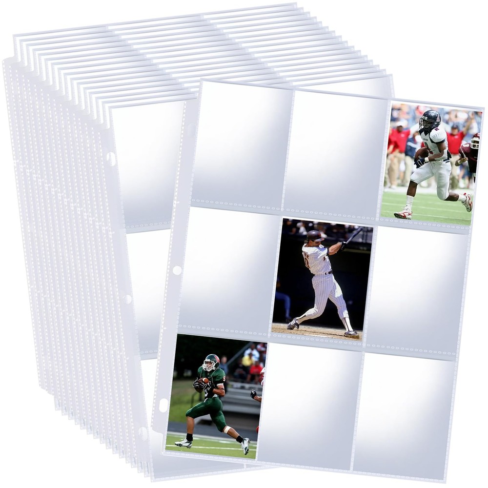 900 Pockets Binder Sheets, Top Loading Trading Card Pages for 3 Ring Bin