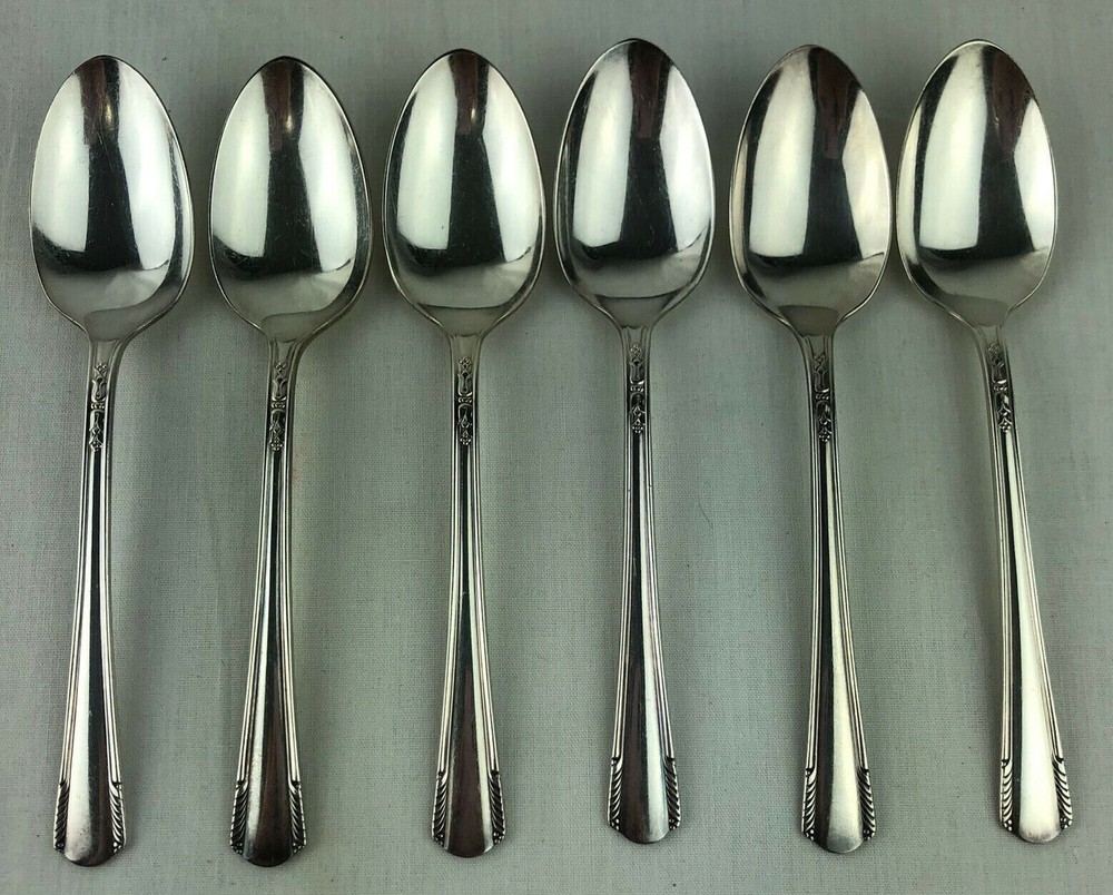 Wm Roger Mfg IS Silverplate Chatham Flatware 6 Teaspoons Vintage