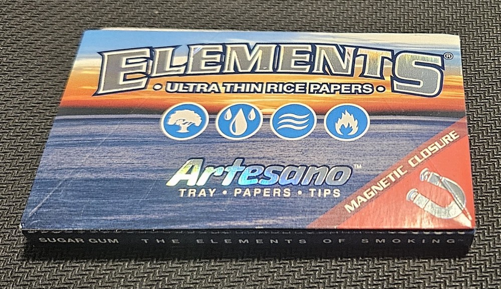 Elements 1 1/4 Ultra Thin Rice Rolling Papers, Magnetic, with Tips