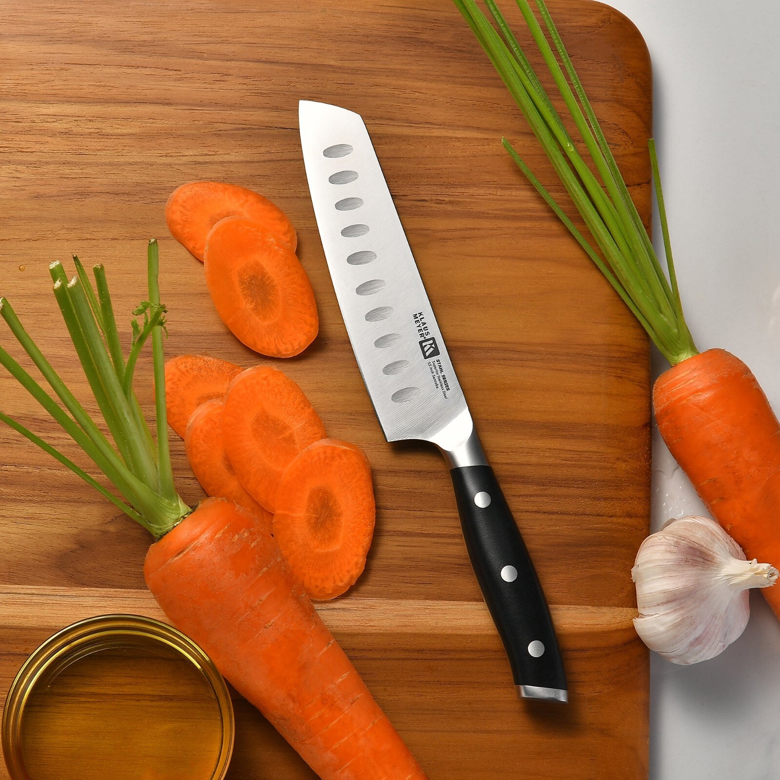 Klaus Meyer Stahl High Carbon Steel 5.5 inch Santoku Kitchen Chef Knife