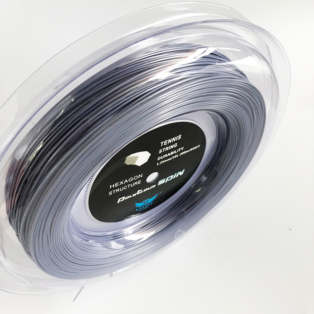 Hexagon Polyester Tennis Racket String Reel Gray Color