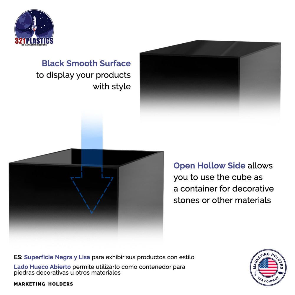 14 Inch Black Acrylic Display Box Versatile Square Merchandise Bin