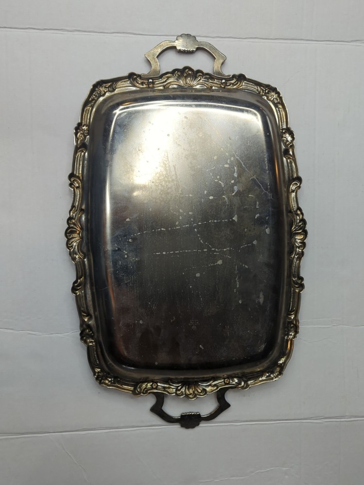 Ornate Silver Serving Tray 19"