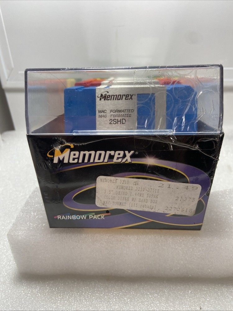50 Memorex HD Mac Formatted 3.5" Computer Diskettes ~ Rainbow Pack ~ Sealed