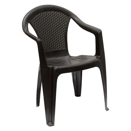 Kora Anthracite Rattan Effect Resin Garden Chair Stackable