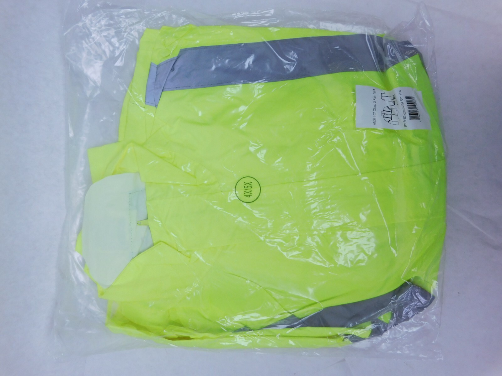 4X-5X Hi Vis Rain Suit Reflective Stripes Waterproof w/ Hood ANSI 107 Class 3 HR