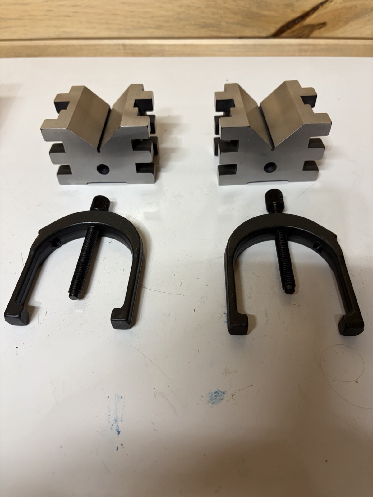 Starrett 568C Steel V-Blocks Matching Pair with Clamps