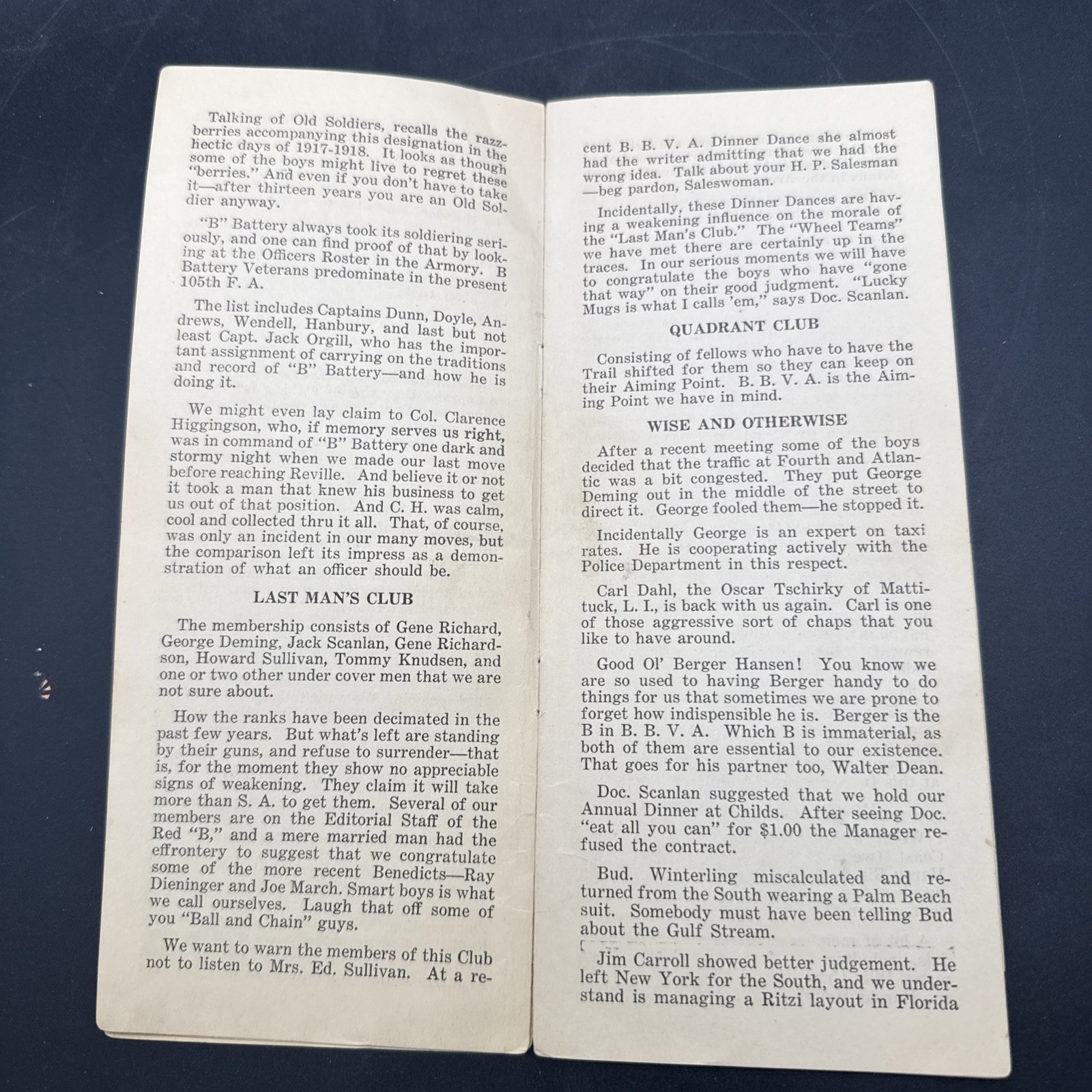 WWI 105th Field Artillery Battery B Guidon Yearbook menu reunion 27th Division