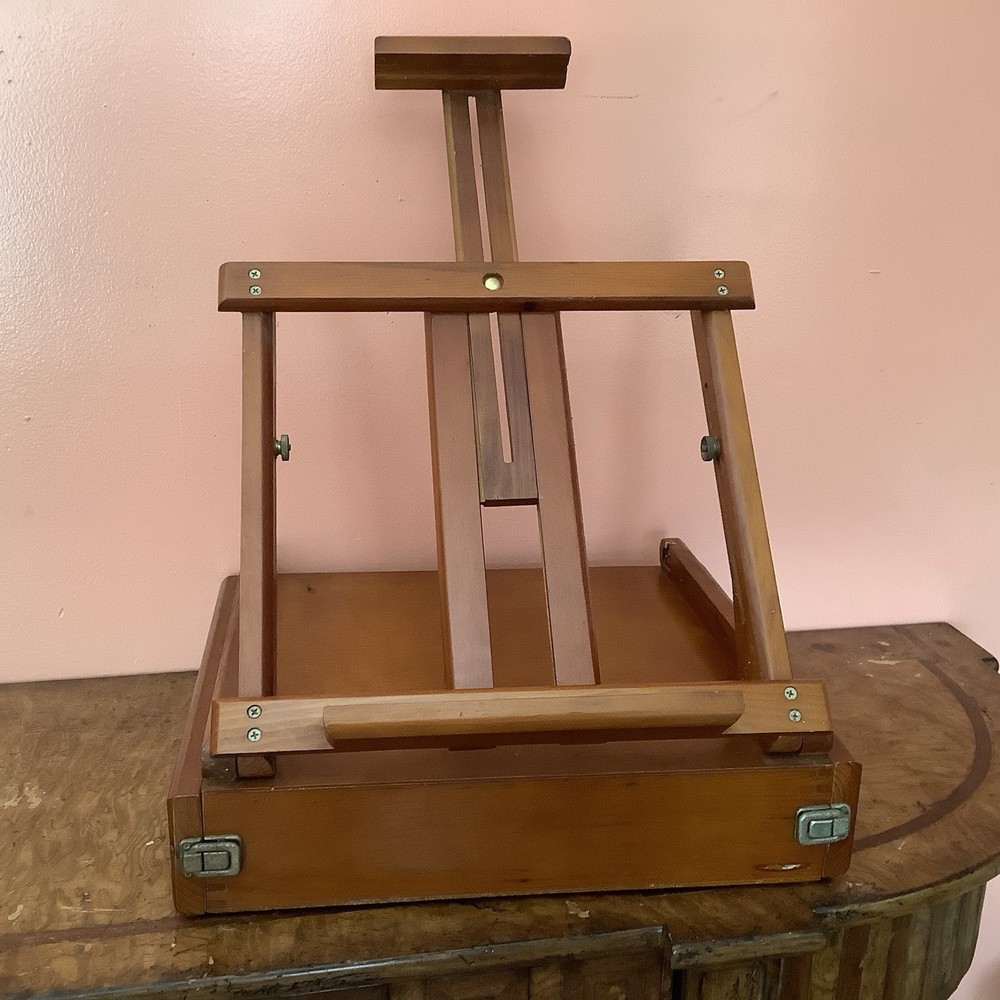 Wood Easel Table-Top Model Adjustable Portable  With Double Drawer Handle