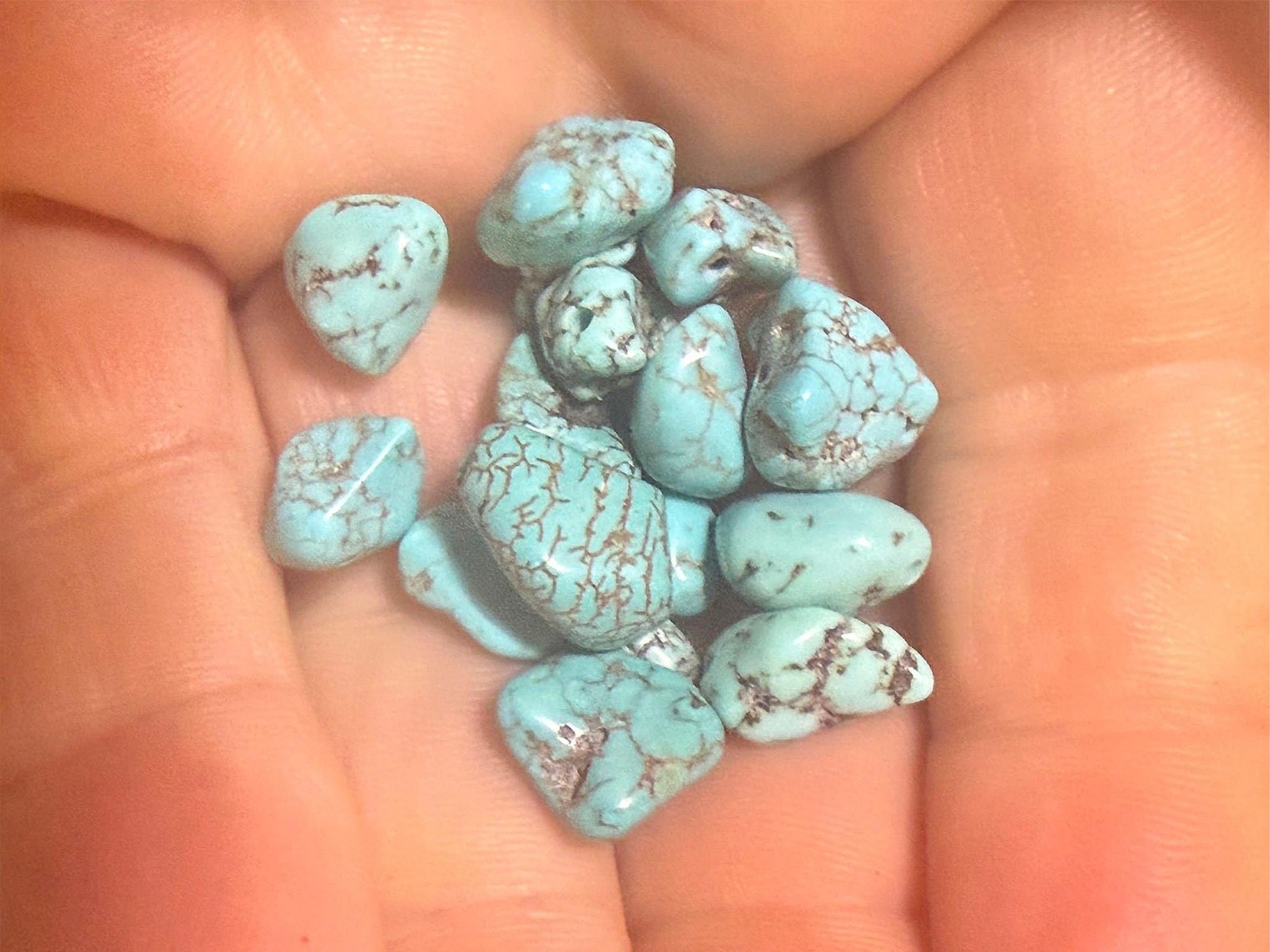 (10) Original Navajo Indian Blue Turquoise Trade Beads Nuggets Fur Trade 1800's