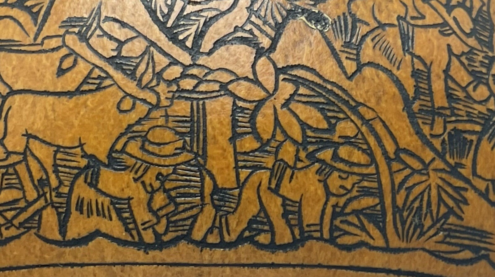 Vintage Peruvian Story Telling Gourd Finely Detailed Hand Carved Rattle