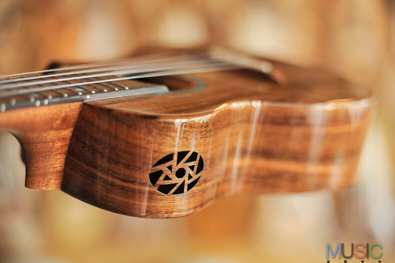 Bright Sun Solid Koa Cutaway Concert Ukulele (Blue Stone Inlay)