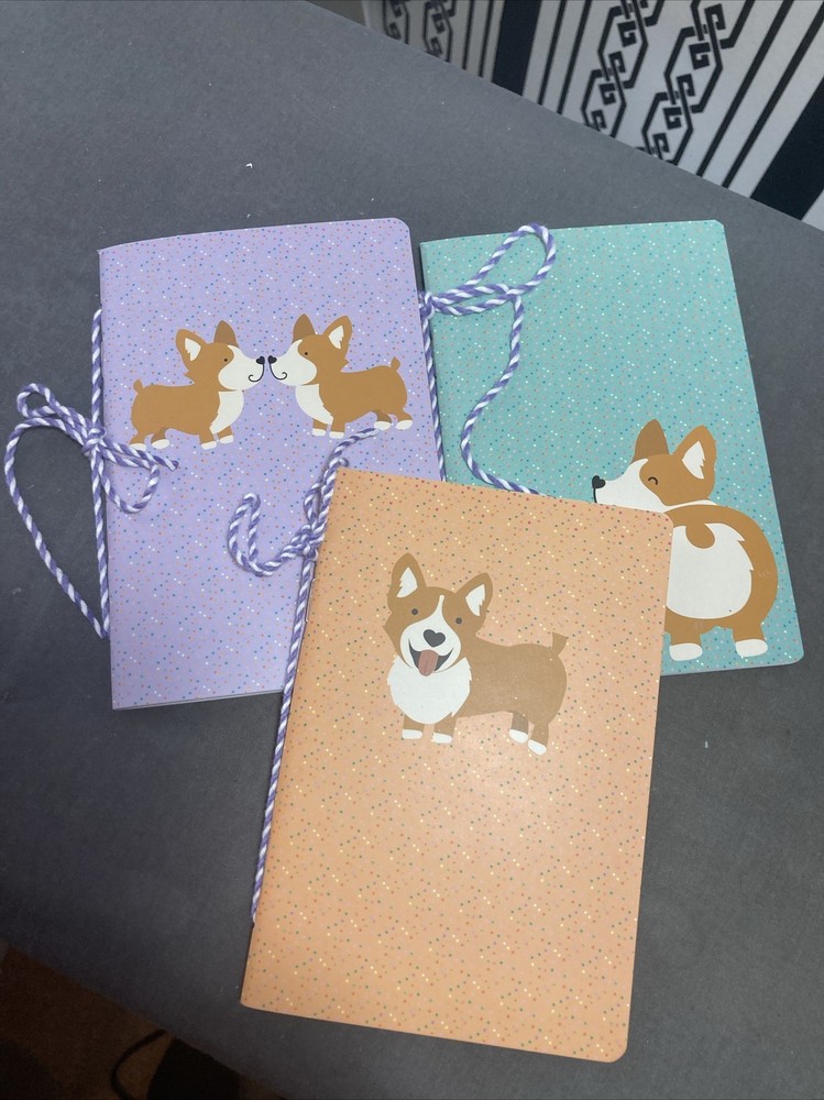 Set up 3 Corgi Themed Lined Notebooks
