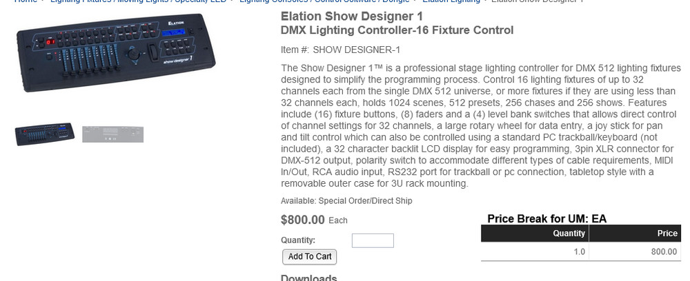 ELATION SHOW DESIGNER 1 - DMX LIGHTING CONTROLLER