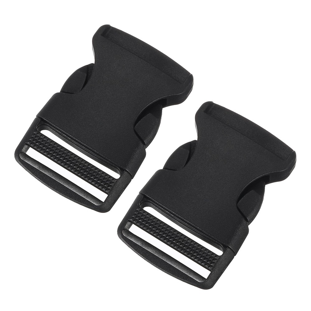 2Pcs 1-1/4" Plastic Dual Adjustable Side Release Buckle for Backpack Strap Black