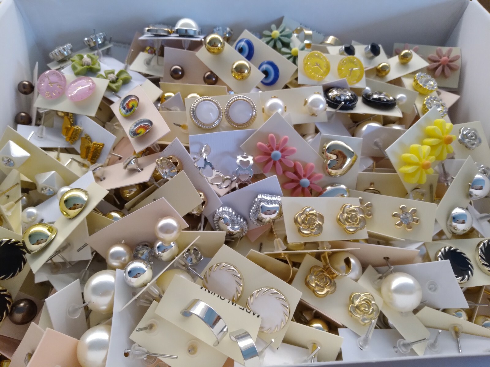 Wholesale Lot of 50 Pairs of Assorted Stud Earrings New Bling Glam