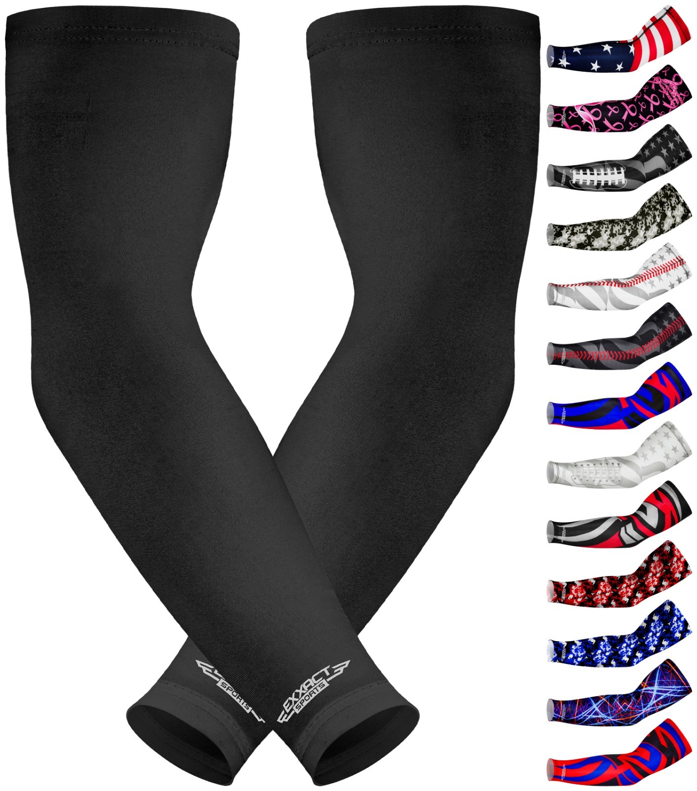 Exxact Sports 1 Pair Compression Arm Sleeves for Adult & Youth