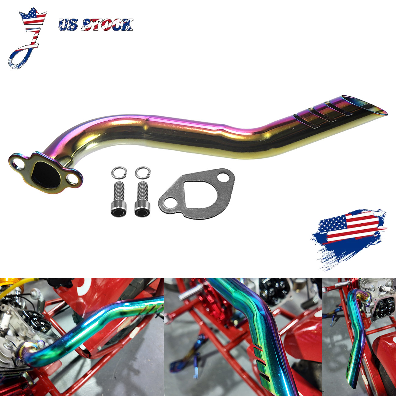 Colorful Exhaust Pipe Header For Predator 212cc 224cc 196cc 5.5hp 6.5hp Go Kart