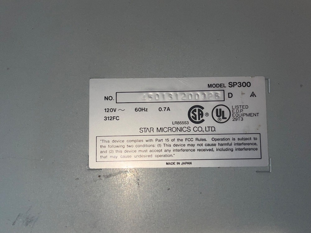 Star Micronics SP300 SP312FC Dot Matrix POS Receipt Printer PARALLEL