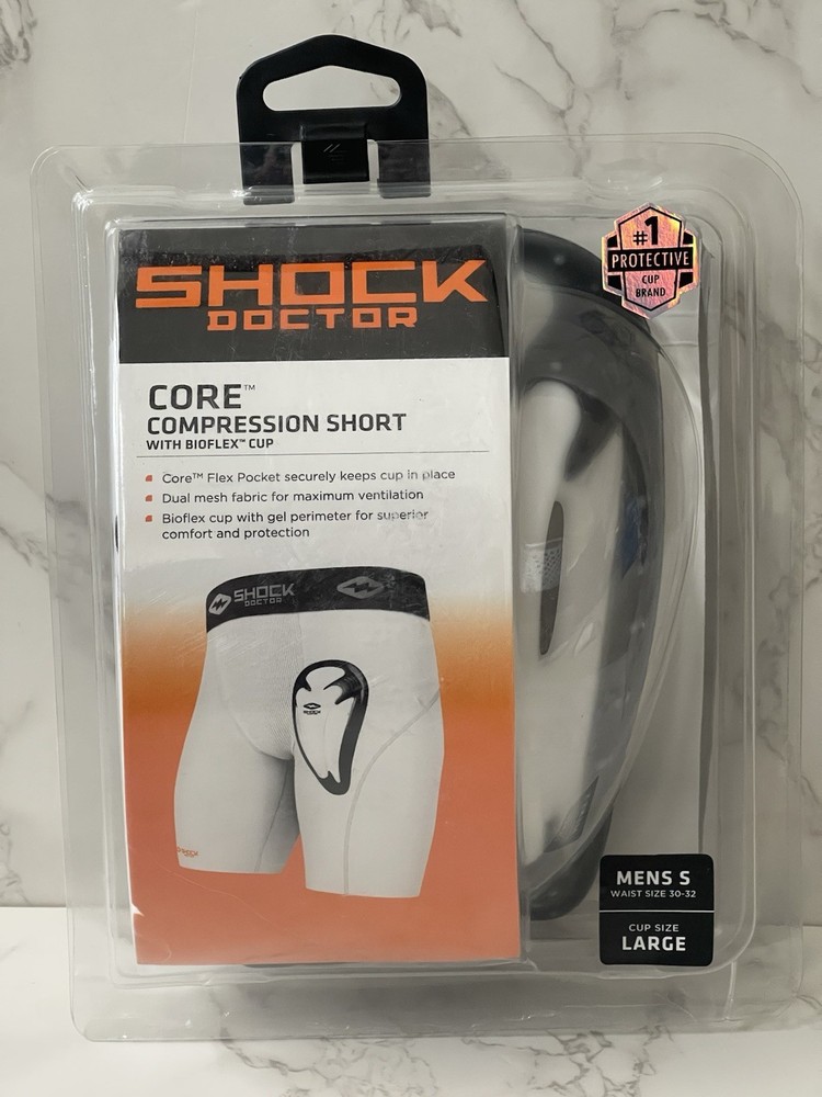 Shock Doctor Core Compression Short w/ Bioflex Cup Mens Small White New