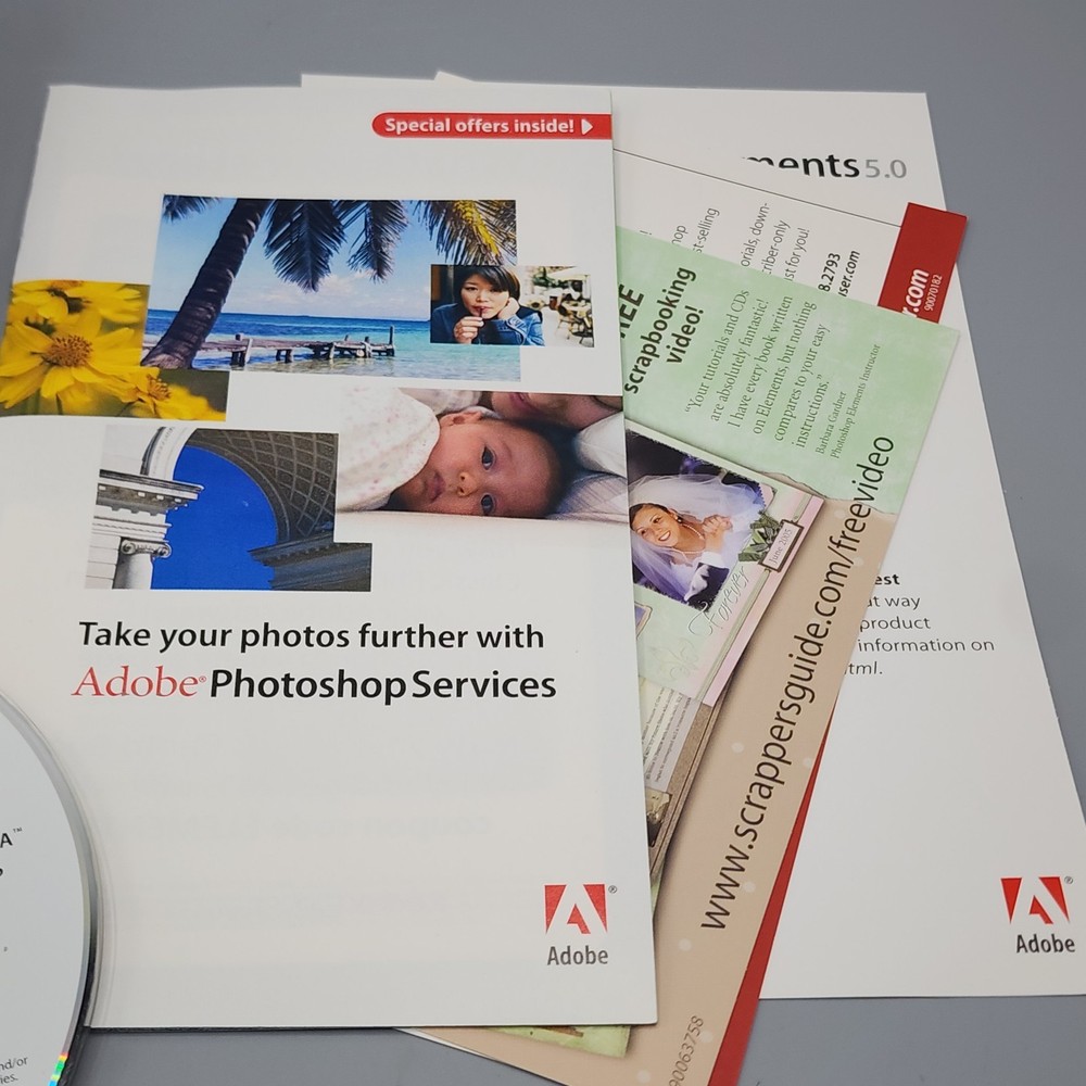 Photoshop Elements 5.0 Software (Windows PC, 2006) Includes Serial Key