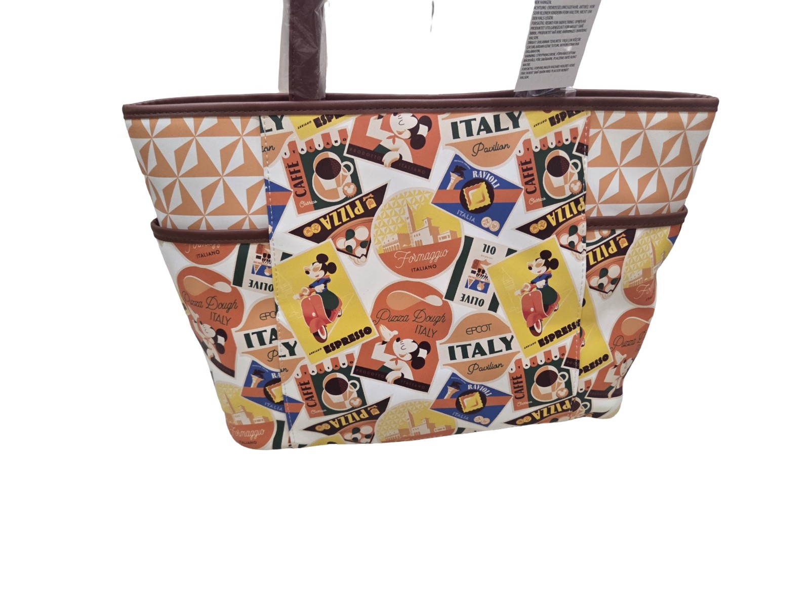 Disney Parks Epcot Italy Pavilion Mickey & Minnie Zippered Tote Bag NEW