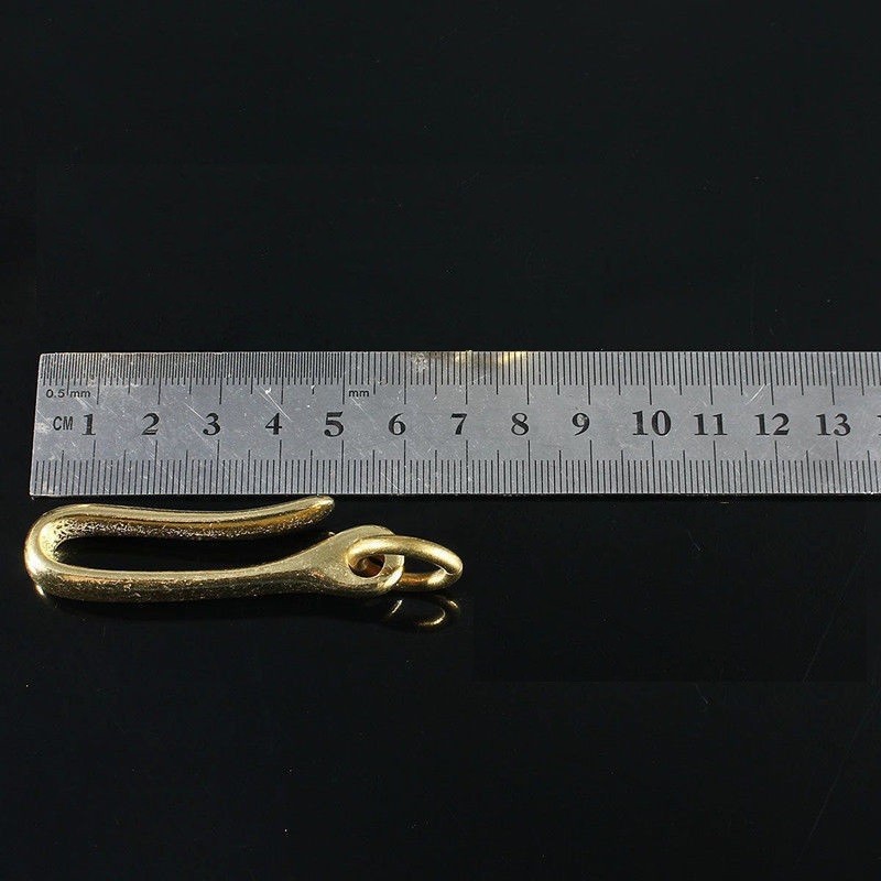 6cm Retro Solid Brass KeyChain Key Ring Belt U Hook Wallet Chain Fish Hook A