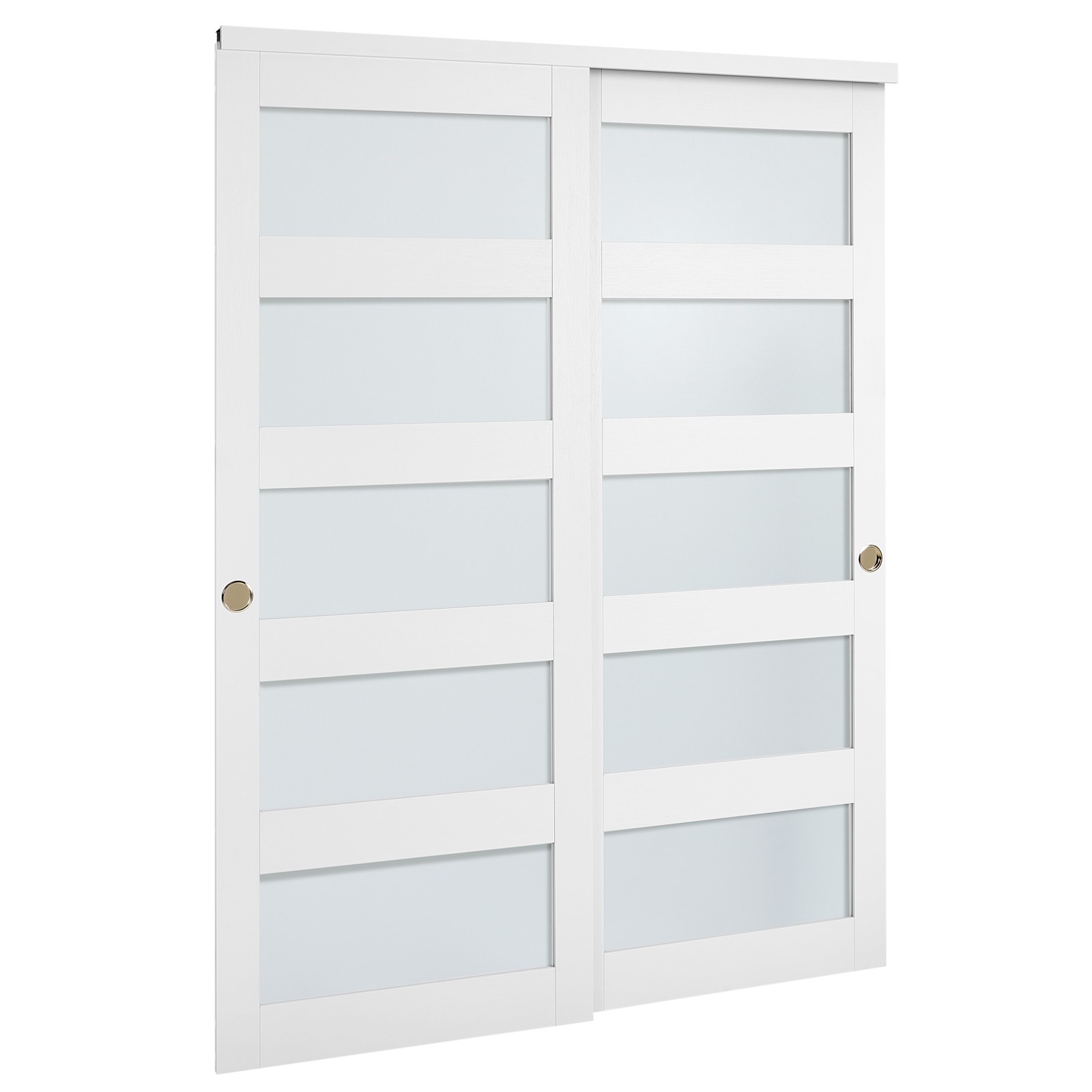 Uimoso Sliding Closet Door 60"(Double 31") x 80" Frosted Glass Bypass Design