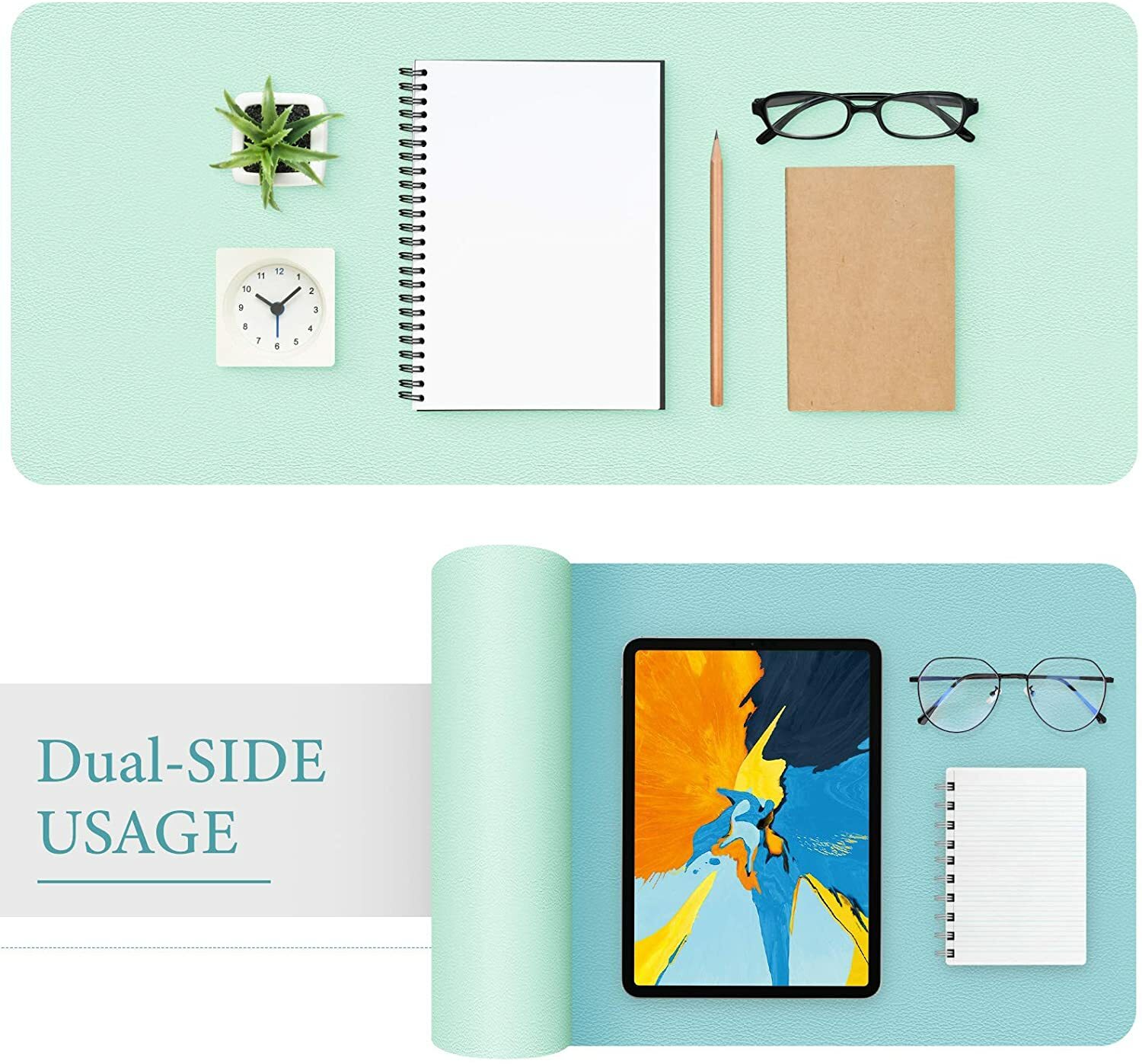 Office Desk Mat, Non-Slip Mouse Pad Waterproof Desk Pad,Green/Blue 31.5" x 15.7"