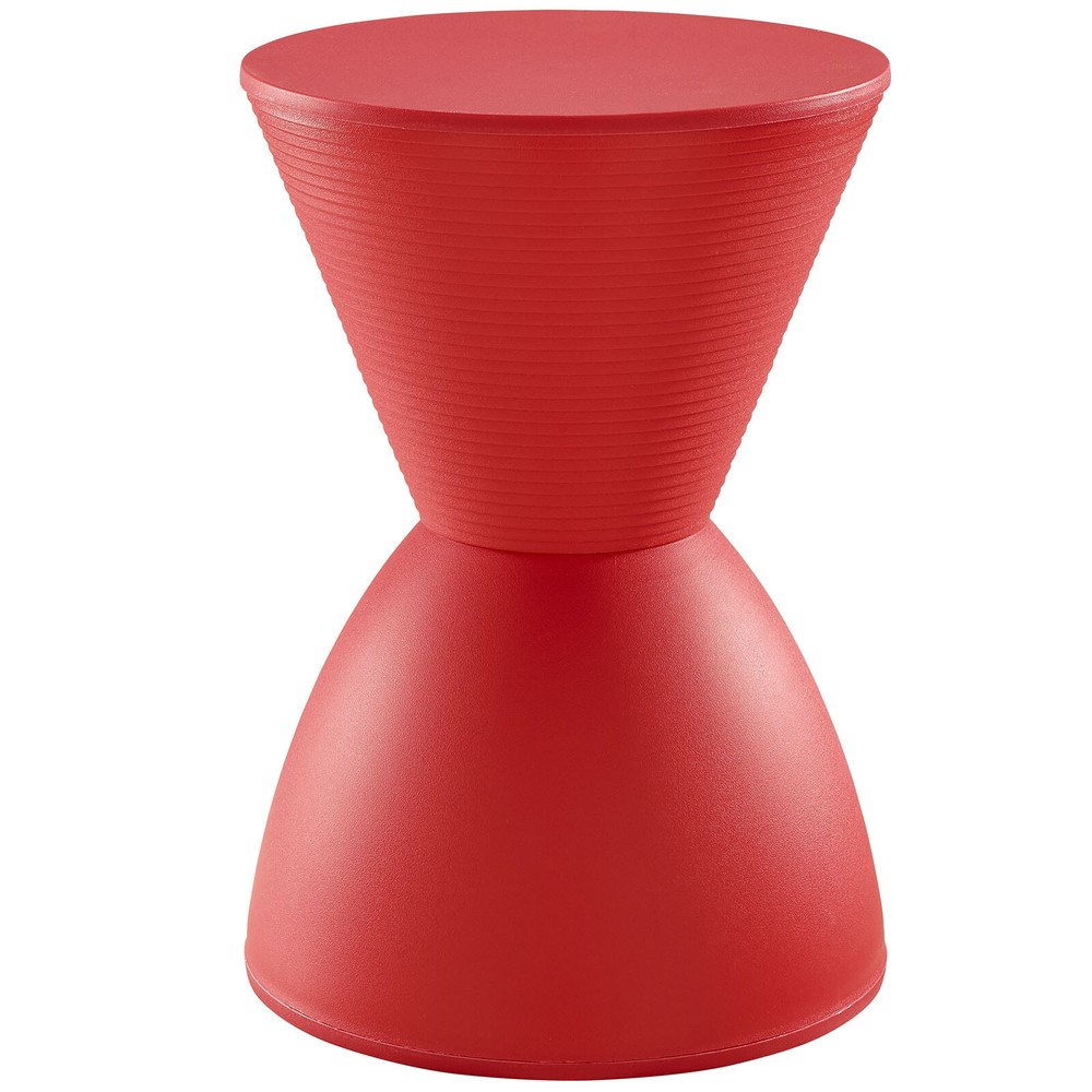Contemporary Modern Hourglass PP Plastic Red Accent Side Table Storage Stool