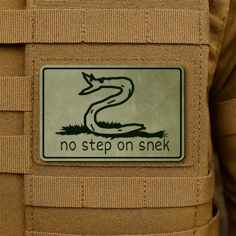 No Step On Snek Morale Patch 2"x3" Hook & Loop Funny Gadsden Flag Engraved Patch
