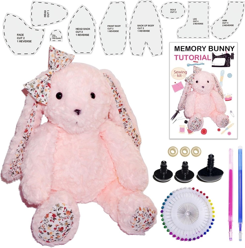 18 Inch Memory Bunny Patterns Templates for Sewing with Instruction, Beginner...