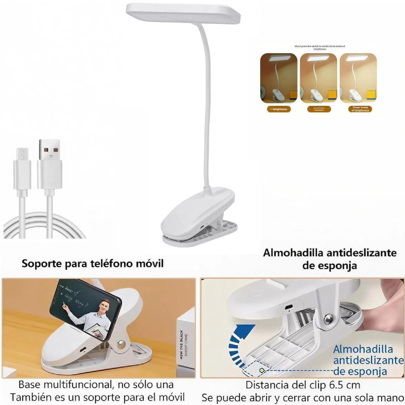 LED Desk Lamp Adjustable Neck Lamp with Clamp Eye-Caring Reading Desk Light