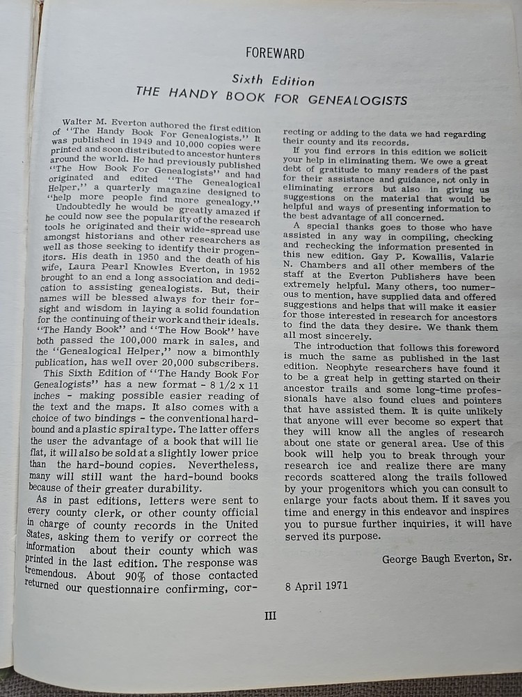 HANDY BOOK FOR GENEALOGISTS