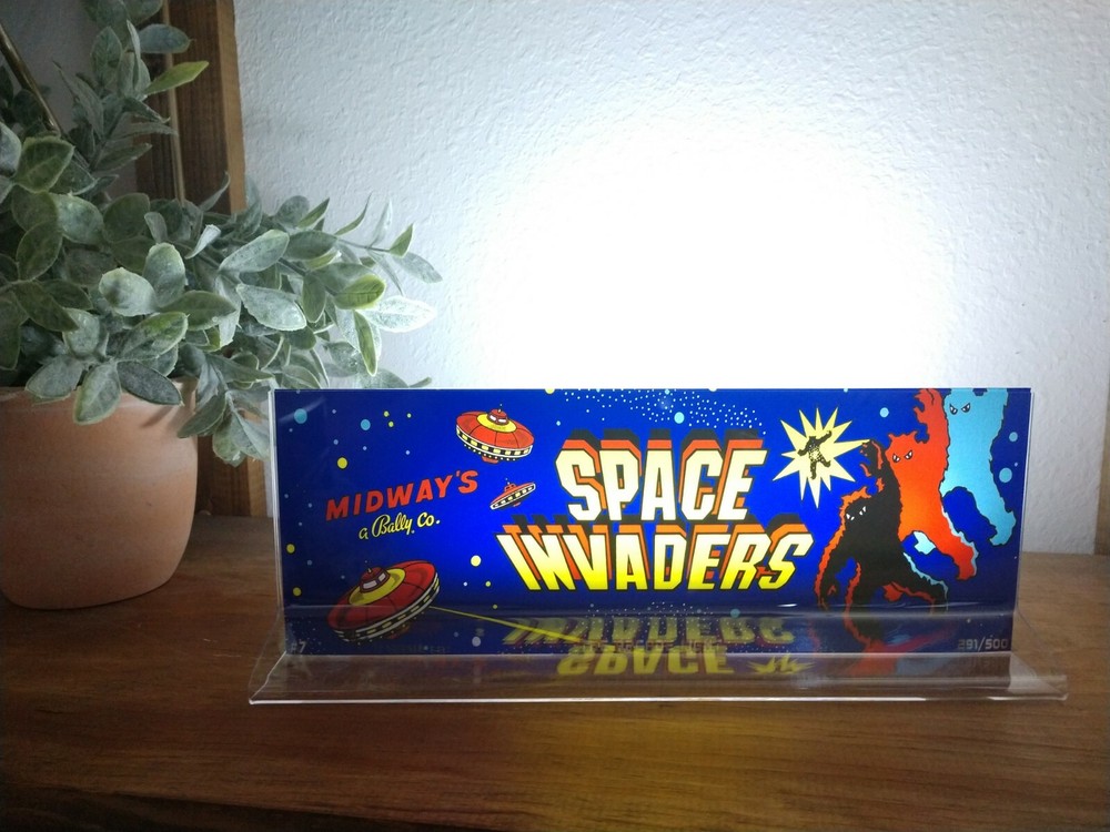 SPACE INVADERS Backlit 4" x 11" Marquee w/ The Arcade Light Display