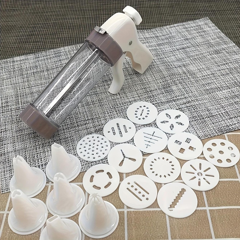 1set-cookie Press Set Plastic Gun with Nozzles Small Cookie Baking Tool