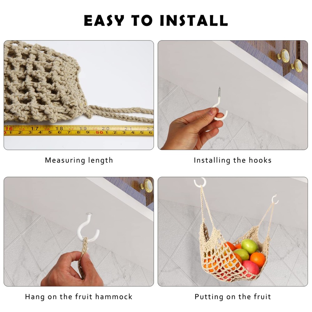 Fruit Hammock for Kitchen Under Cabinet,Large Macrame Fruit Hammock for Kitch...